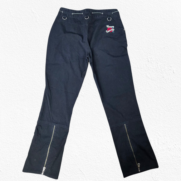 Harley-Davidson Black Rose Embroidered Ankle Zip Motorcycle Riding Pants Size 30 - Picture 9 of 9